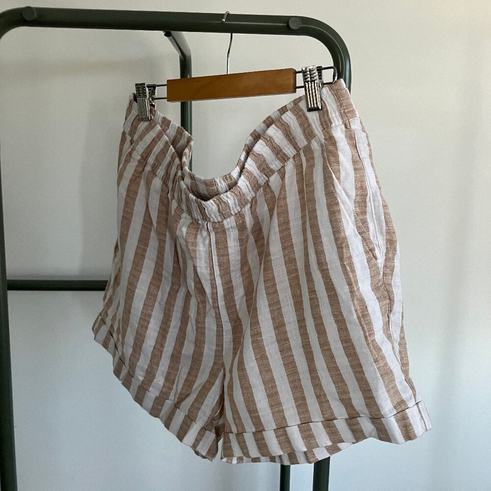 Striped linen-blend shorts (NWOT)